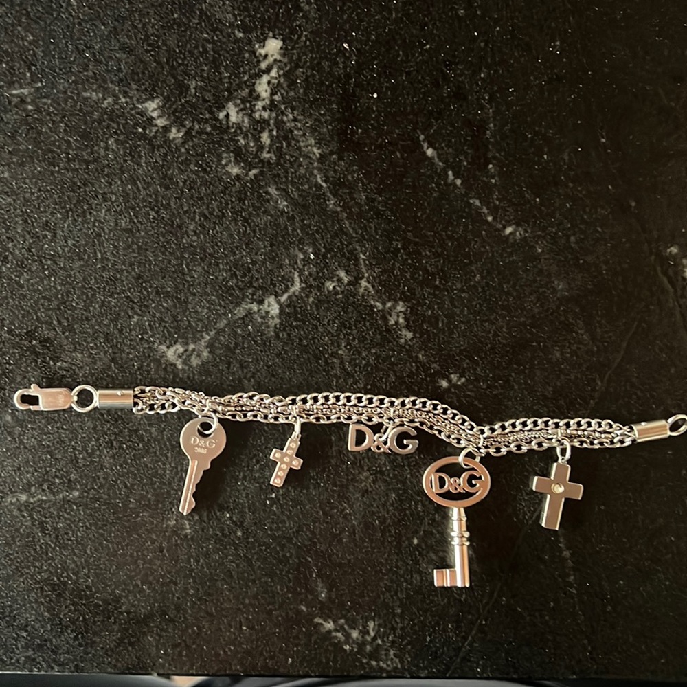 D&G silver tone charm bracelet